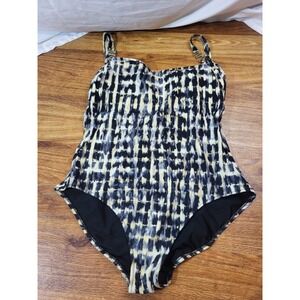 Gideon Oberson Swimsuit Womens Size 14 Black White One Piece Padded